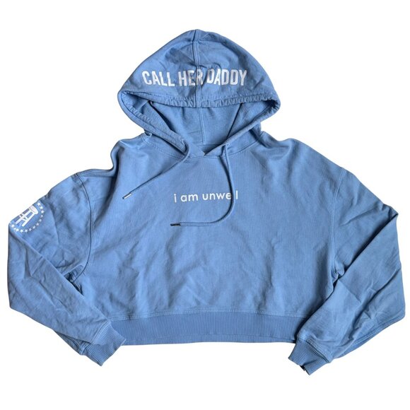 Barstool Chicks Call Her Daddy "I Am Unwell" Light Blue Cropped Hoodie - Small - Picture 1 of 9